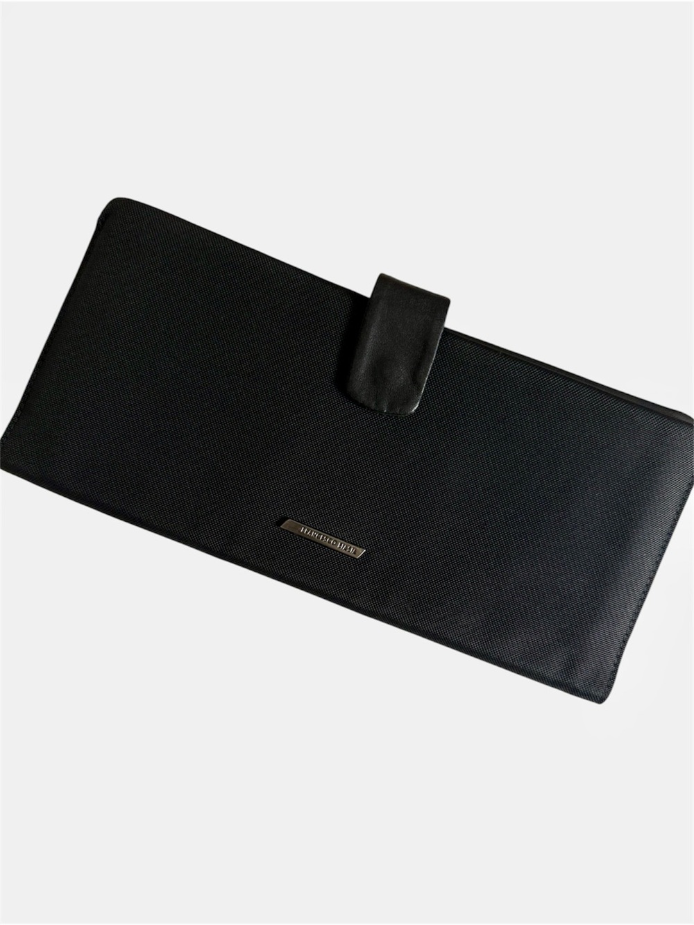 Francesco Biasia Vintage Nylon Leather Clutch Wallet Passport Organizer Like New